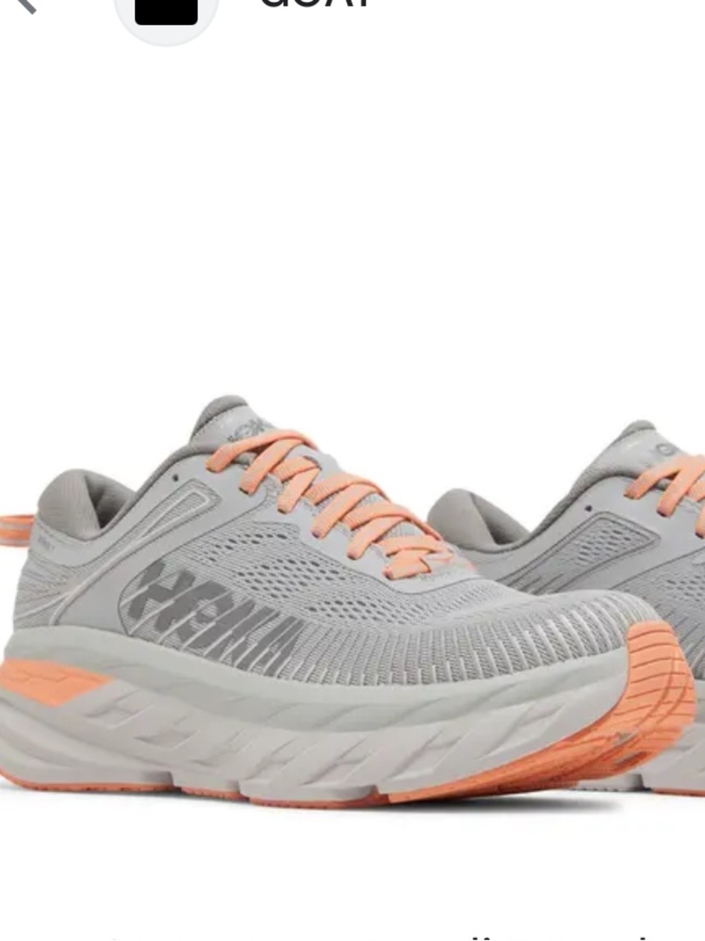 HOKA One One Bondi 7 Running Shoes - Gray with Peach Women’s Size 7.5